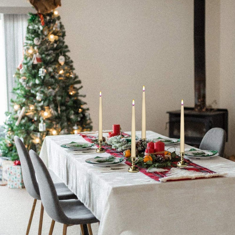 DRomance LED Flameless Flickering Window Candles with 10-Key Remote and Timer, Battery Operated Ivory 11" Realistic 3D Wick Purple Flame Christmas Thanksgiving Decor Candles(Set of 6, Gold Holders) - Image 3